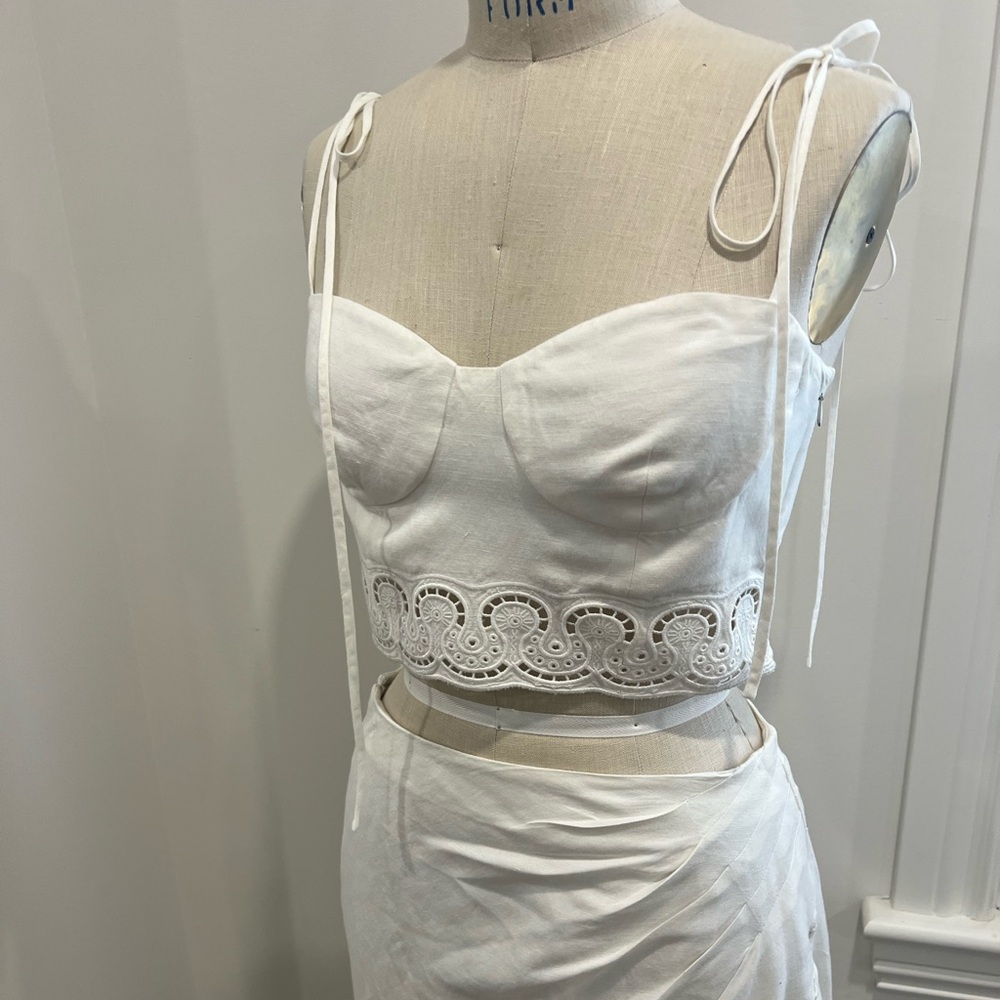 Jonathan Simkhai Cream top and matching skirt